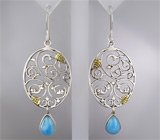 Серьги с ларимарами Серебро 925