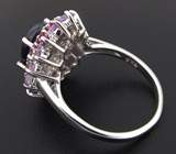 Кольцо со звездчатым, пурпурными сапфирами и аметистами Серебро 925