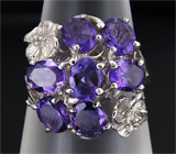 Кольцо с уругвайскими аметистами Серебро 925