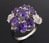 Кольцо с уругвайскими аметистами Серебро 925