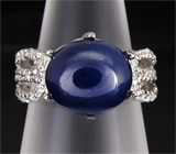 Элегантное кольцо с кабошоном синего сапфира Серебро 925