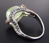 Оригинальное кольцо с пренитом, гранатами и сапфирами Серебро 925