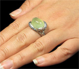 Оригинальное кольцо с пренитом, гранатами и сапфирами Серебро 925