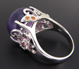 Кольцо с кабошоном сливового аметиста и сапфирами Серебро 925