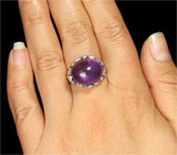 Кольцо с кабошоном сливового аметиста и сапфирами Серебро 925