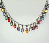 Элегантное колье с разноцветными сапфирами Золото