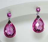 Серьги с розовыми лабораторными сапфирами Золото