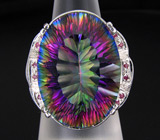 Кольцо с крупным мистик-топазом и сапфирами Серебро 925