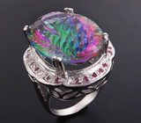 Кольцо с крупным мистик-топазом и сапфирами Серебро 925