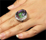 Кольцо с крупным мистик-топазом и сапфирами Серебро 925