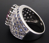 Широкое кольцо с мистик-топазом и танзанитами Серебро 925