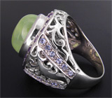 Кольцо с пренитом, аметистами и танзанитами Серебро 925