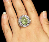 Кольцо с пренитом, аметистами и танзанитами Серебро 925