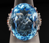 Замечательное кольцо с топазом и сапфирами Серебро 925