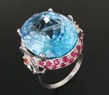 Замечательное кольцо с топазом и сапфирами Серебро 925