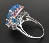 Замечательное кольцо с топазом и сапфирами Серебро 925