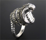 Скульптурное кольцо "Кобра" с марказитами Серебро 925