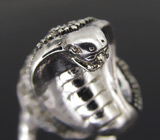 Скульптурное кольцо "Кобра" с марказитами Серебро 925