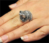 Скульптурное кольцо "Кобра" с марказитами Серебро 925
