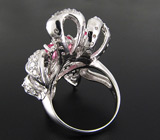 Великолепное кольцо-цветок с сапфирами Серебро 925