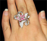 Великолепное кольцо-цветок с сапфирами Серебро 925