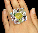 Потрясающее КРУПНОЕ кольцо с самоцветами! Ручная работа Серебро 925