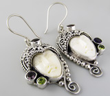 Комплект из коллекции "Сны падишаха" с ликом из резной кости буйвола и аметистами Серебро 925