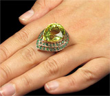 Высокое кольцо с лимонным цитрином и изумрудами Серебро 925