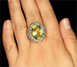 Крупное кольцо с цитрином, танзанитами и аметистами Серебро 925