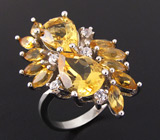 Превосходное кольцо с золотистыми цитринами Серебро 925