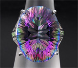 Кольцо с крупным мистическим топазом и цаворитами Серебро 925