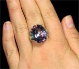 Кольцо с крупным мистическим топазом и цаворитами Серебро 925