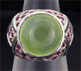 Кольцо с пренитом и пурпурными сапфирами Серебро 925