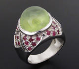 Кольцо с пренитом и пурпурными сапфирами Серебро 925