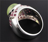 Кольцо с пренитом и пурпурными сапфирами Серебро 925