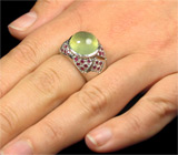 Кольцо с пренитом и пурпурными сапфирами Серебро 925