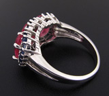 Замечательное кольцо с розовыми и синими сапфирами Серебро 925