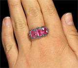 Замечательное кольцо с розовыми и синими сапфирами Серебро 925
