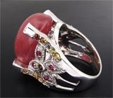 Замечательное кольцо с крупным кабошоном сапфира Серебро 925