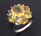 Изящное кольцо с золотистыми цитринами Серебро 925