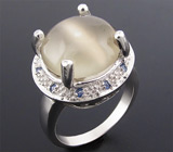 Кольцо с лунным камнем и сапфирами Серебро 925