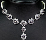 Колье с сапфирами и жемчугом Серебро 925