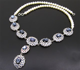 Колье с сапфирами и жемчугом Серебро 925