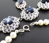 Колье с сапфирами и жемчугом Серебро 925