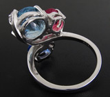 Кольцо с топазом, рубином и сапфиром Серебро 925