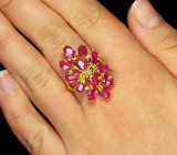 Кольцо с пурпурно-розовыми сапфирами и бриллианатами Серебро 925