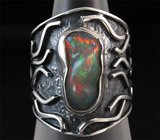 Черненое серебряное кольцо с эфиопским опалом 4 карата