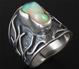 Черненое серебряное кольцо с эфиопским опалом 4 карата