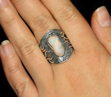 Черненое серебряное кольцо с эфиопским опалом 4 карата Серебро 925