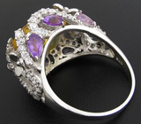 Замечательное кольцо с цитрином и аметистами Серебро 925